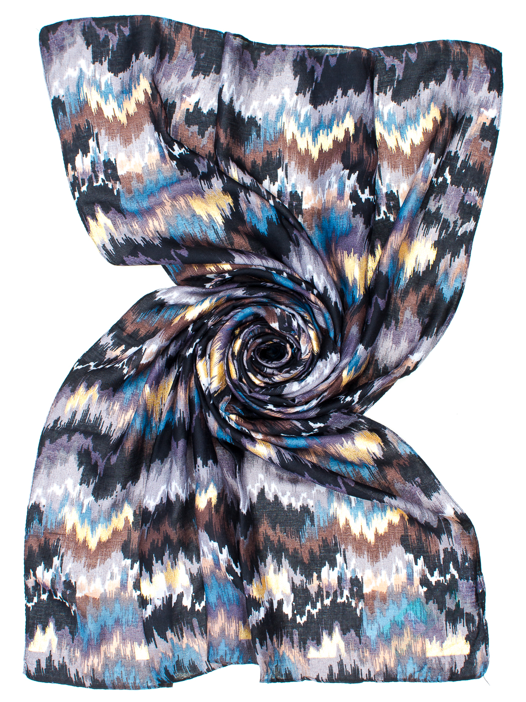 STOLA STAMPA PAINTING LUREX, 75X185 - BLACK